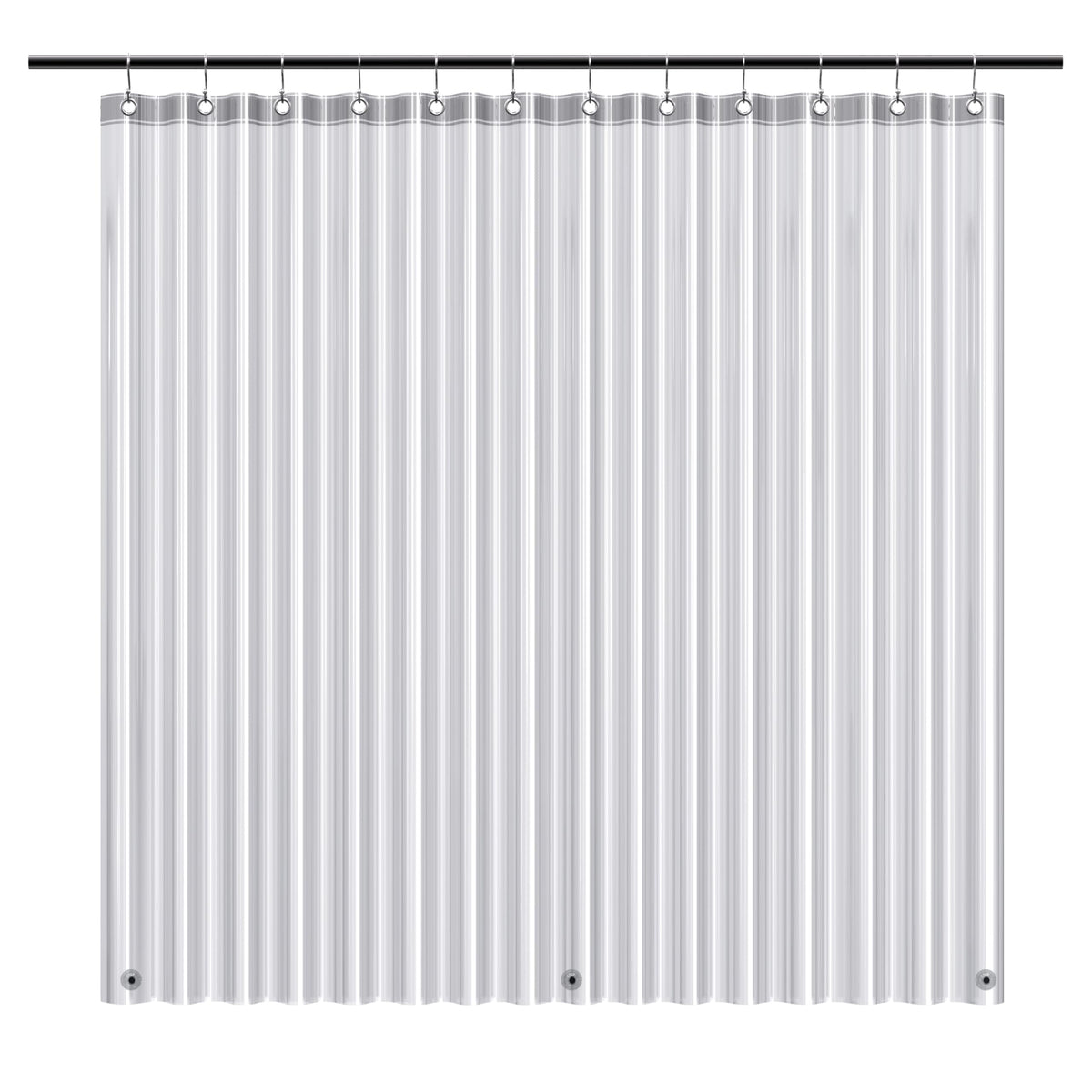 EHZNZIE Clear Black Shower Curtain Liner 72x72, PEVA Waterproof Bath Curtain, No Chemical Smell, 3 Weighted Magnets, Durable with Rustproof Metal Grommets