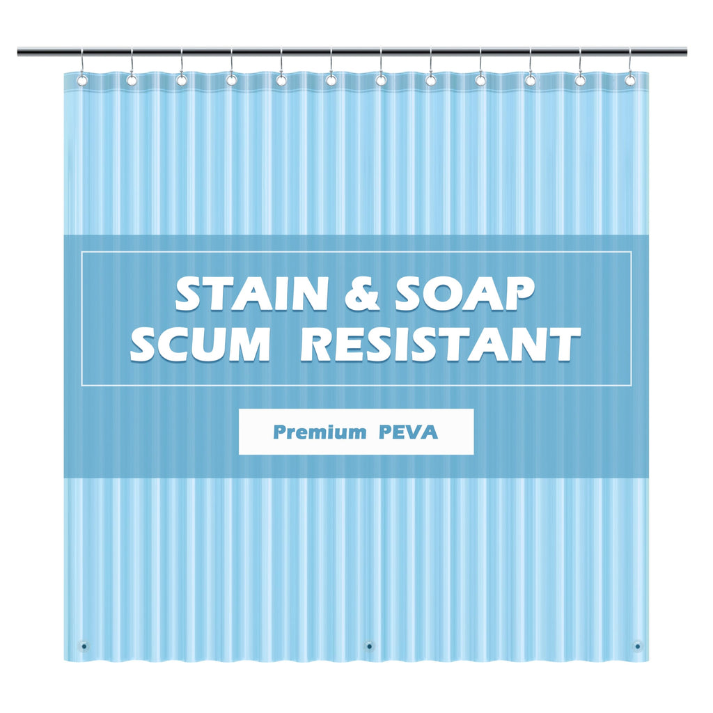 EHZNZIE Clear Blue Shower Curtain Liner 72x72, PEVA Waterproof Bath Curtain, No Chemical Smell, 3 Weighted Magnets, Durable with Rustproof Metal Grommets