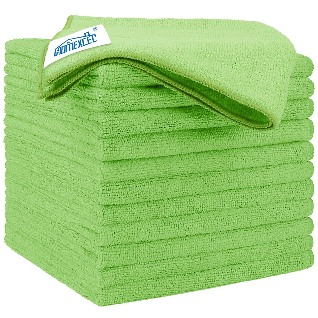 HOMEXCEL Green Microfiber Cleaning Cloth 12 Pack, 12.5 x 12.5 inch Microfiber Towels for Cars, Ultra Absorbent Car Washing Cloth, Lint Free Streak Free Cleaning Rags for Car, Kitchen, and Window