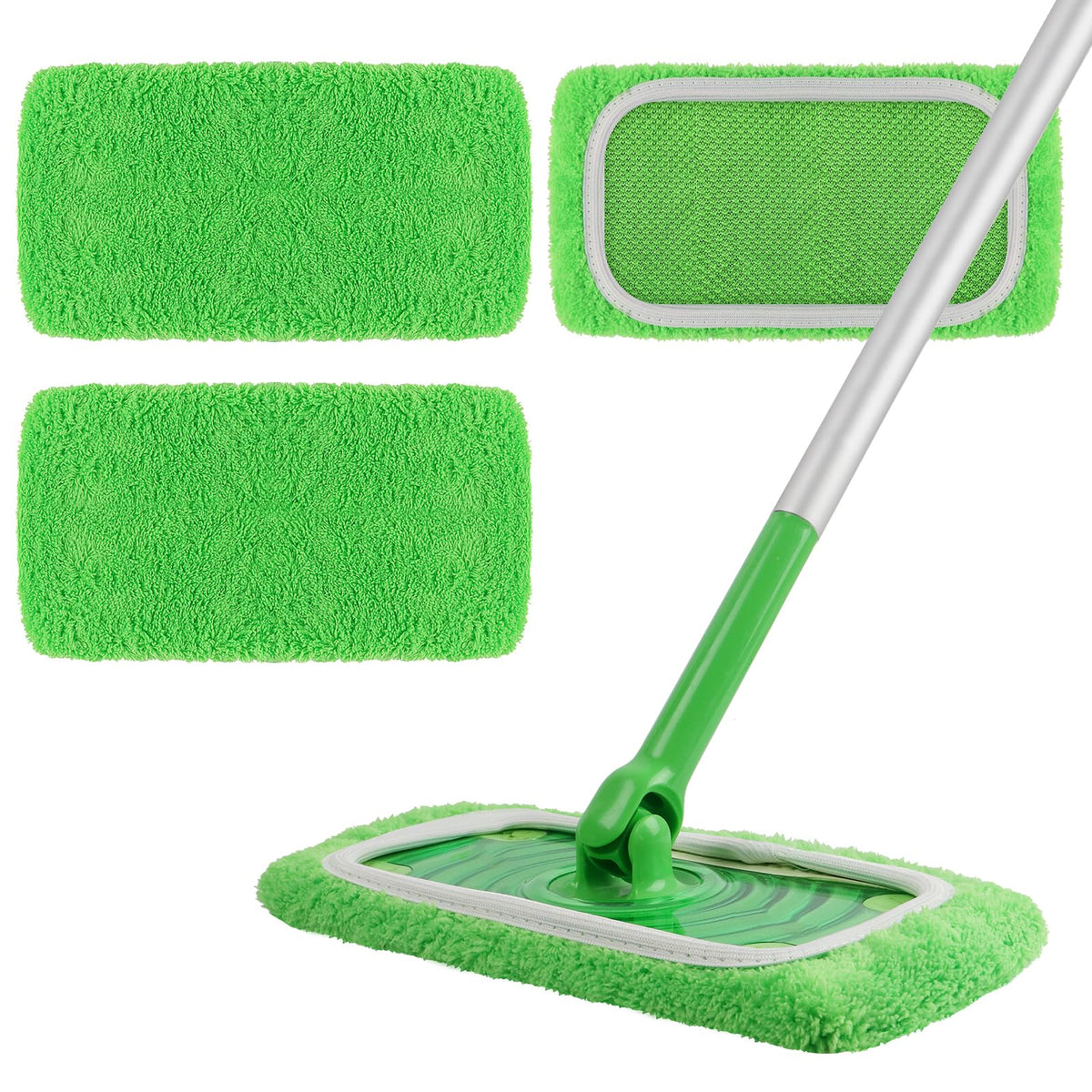 3-Pack Reusable Washable Chenille Mop Pads, Microfiber Dry Wet Refills | Compatible with Swiffer Sweeper, for Pet Hair Dust Floor Cleaning, Replacement Mopping Cloths (Mop Not Included)
