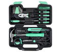 CARTMAN 39-Piece Household Tool Set, Green Hand Kit With Storage Case | Complete assortment for home repairs, DIY projects, furniture setup, crafting, and daily household fixes in toolbox.