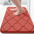 OLANLY Memory Foam Bath Mat Rug 24x16, Ultra Soft Bathroom Rugs, Coral | Thick Absorbent Carpet, Non-Slip Backing, Machine Washable, for Bathroom Floor, Tub, Shower and Home Decor Accessories